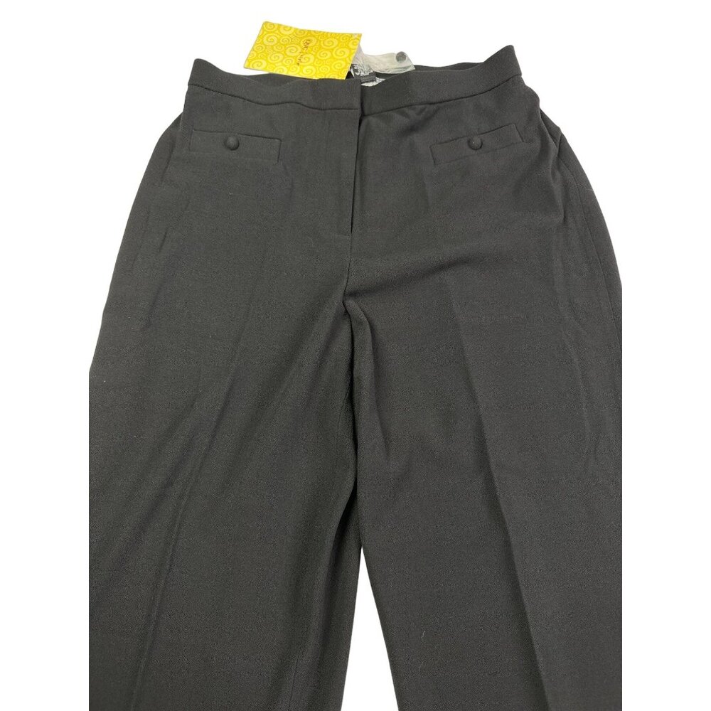 Vintage QVC Dialogue Womens Size 14 Black Trouser Pants Straight Leg 32x30 New
